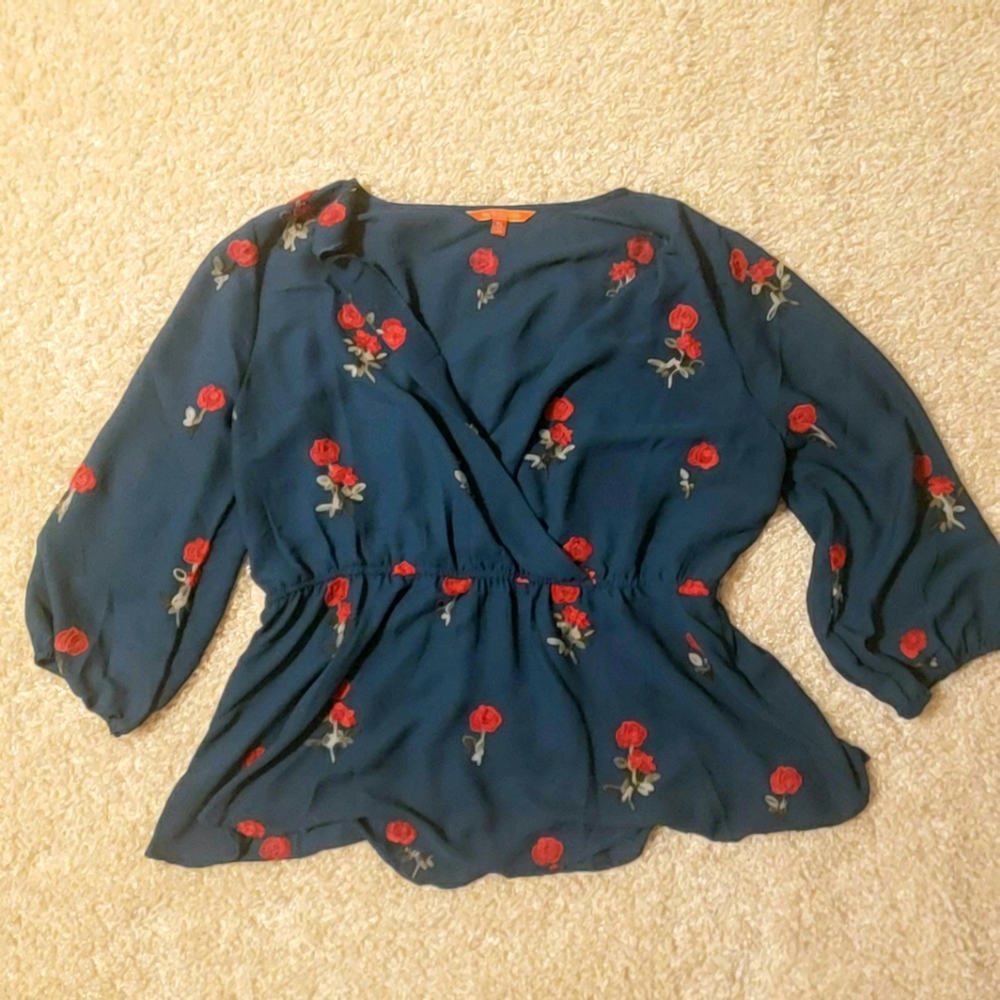Modcloth Embroidered Wrap Blouse